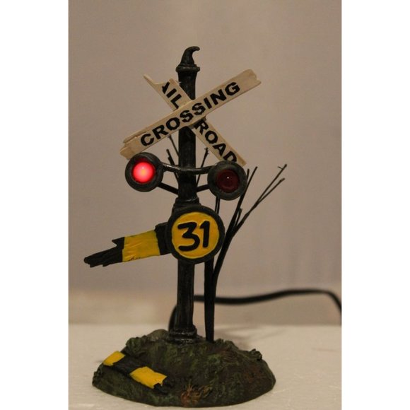Dept 56 Halloween - Haunted Rails Crossing Sign